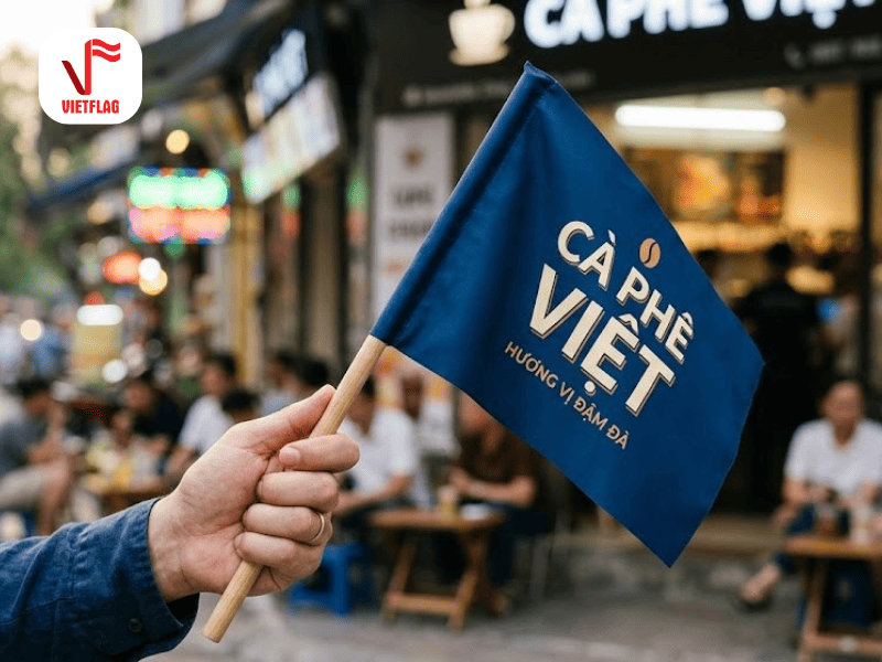 cờ cầm tay quảng cáo cà phê Việt